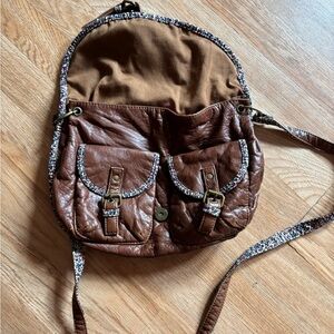Candie's Brown Crossbody Bag with Floral Trim
